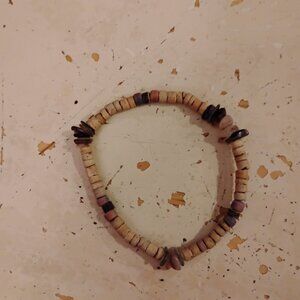 Beaded Bracelet with Natural Tan Brown Tones And Stones On Elastic